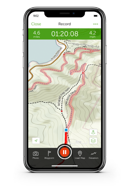 iPhone with trail map